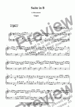 page one of Suite in B, 4. Mov. Gigue (Th. Chilcot)