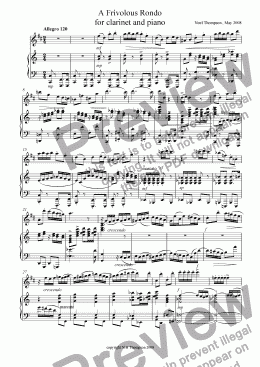 page one of Frivolous Rondo for Clarinet