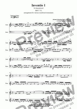 page one of Inventio Nr. 01 for two woodwind instruments (J.S. Bach)