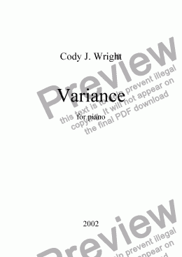 page one of Variance: for piano
