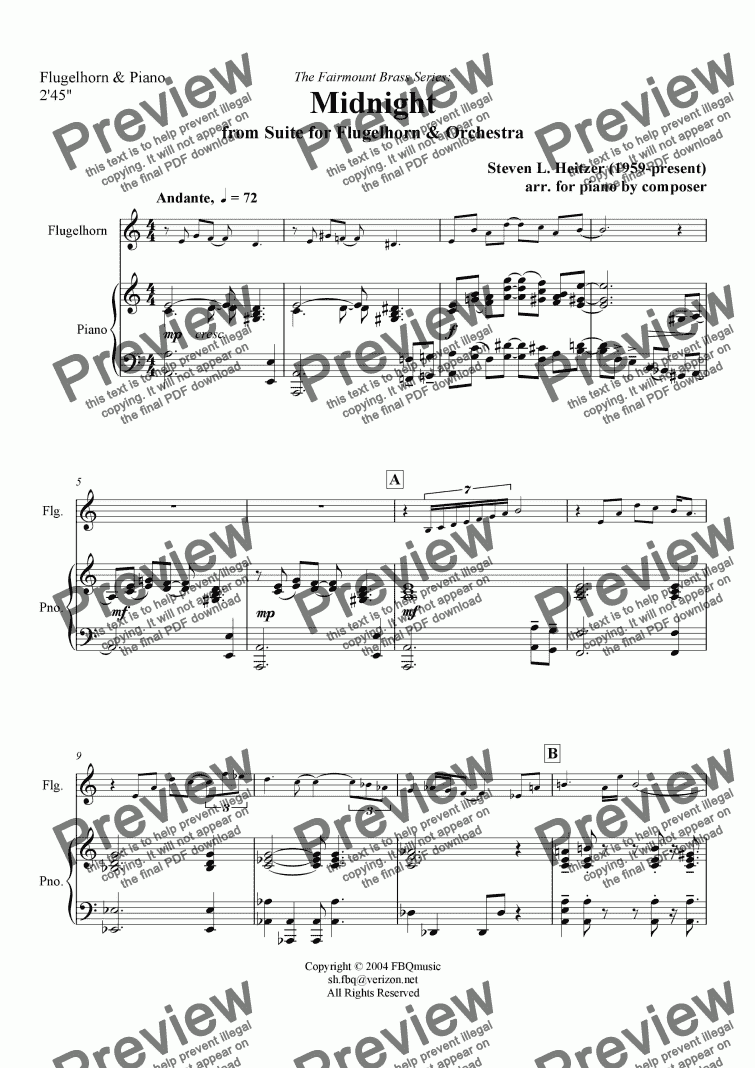 page one of Midnight, from Suite for Flugelhorn & Orchestra