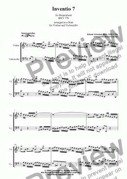 page one of Inventio Nr. 07 (transcription for Violin and Violoncello, J.S.Bach)