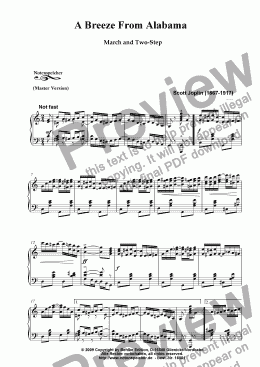 page one of A Breeze from Alabama, Ragtime (Master Version, Sc. Joplin)