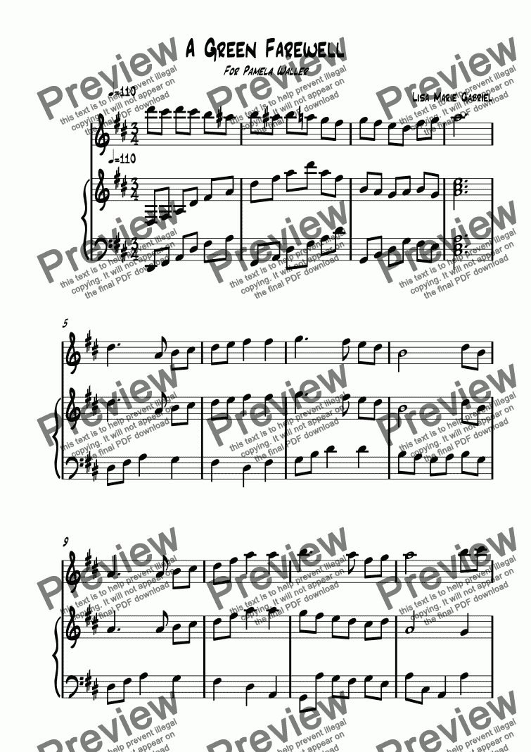 page one of A Green Farewell - A Celtic Tribute for Flute and Harp