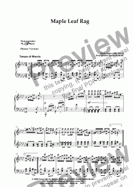page one of Maple Leaf Rag, Ragtime (Master Version, Sc. Joplin)