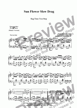 page one of Sun Flower Slow Drag, Ragtime (Master Version, Sc. Joplin)