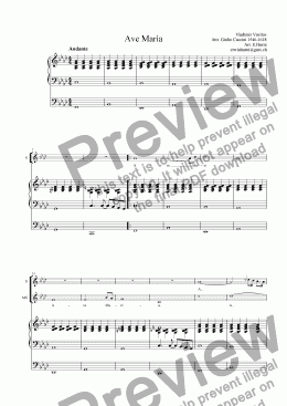 page one of Ave Maria by Caccini, duet for Soprano and Mezzo-Soprano; Organ