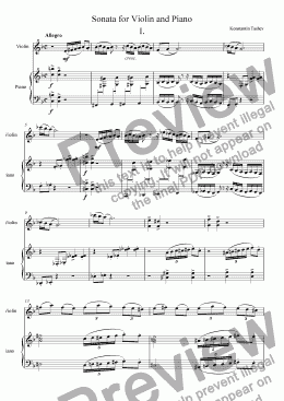 page one of Sonata for violin and piano d-moll