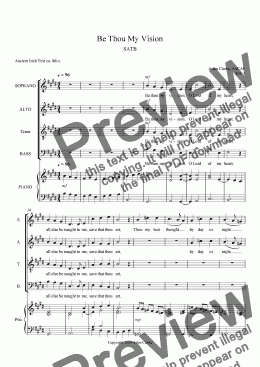 page one of Be Thou My Vision (SATB New Melody)