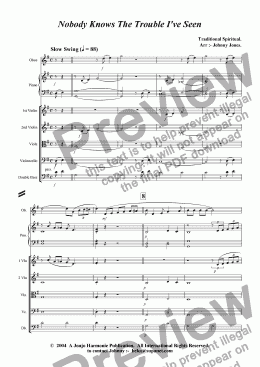 page one of Nobody Knows The Trouble I've Seen    (Oboe and Strings)