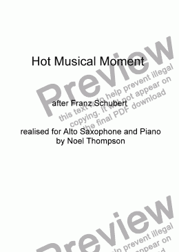 page one of Hot Schubert Musical Moment,realised for Sax & Piano - edited