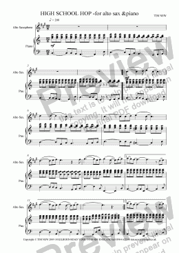 page one of HIGH SCHOOL HOP - for alto sax and piano
