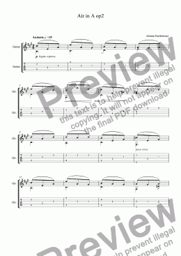 page one of Air in A  for guitar + tab