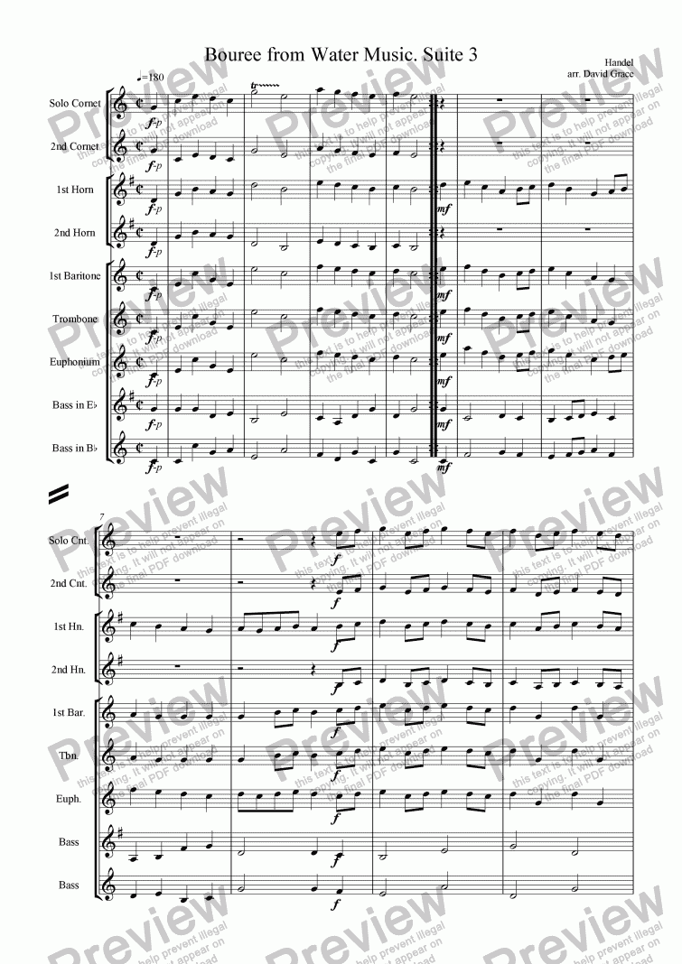 page one of Bouree from Water Music. [Suite3]