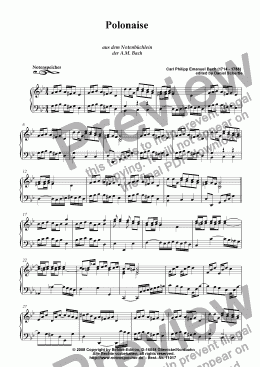 page one of Polonaise II in G minor, Notenbuechlein A.M. Bach (C.Ph.E.Bach)