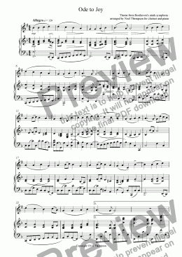 page one of Ode to Joy for Learner Clarinet