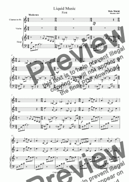 page one of Liquid Music-Trio for Clarinet, Violin and Harp