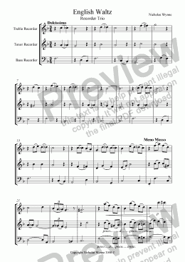 page one of English Waltz for Recorder Trio