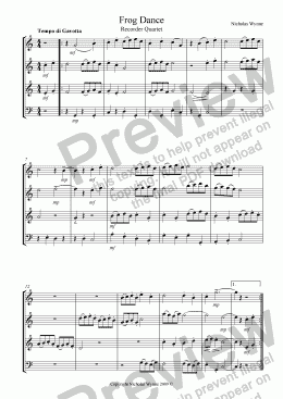 page one of Frog Dance for Recorder Quartet