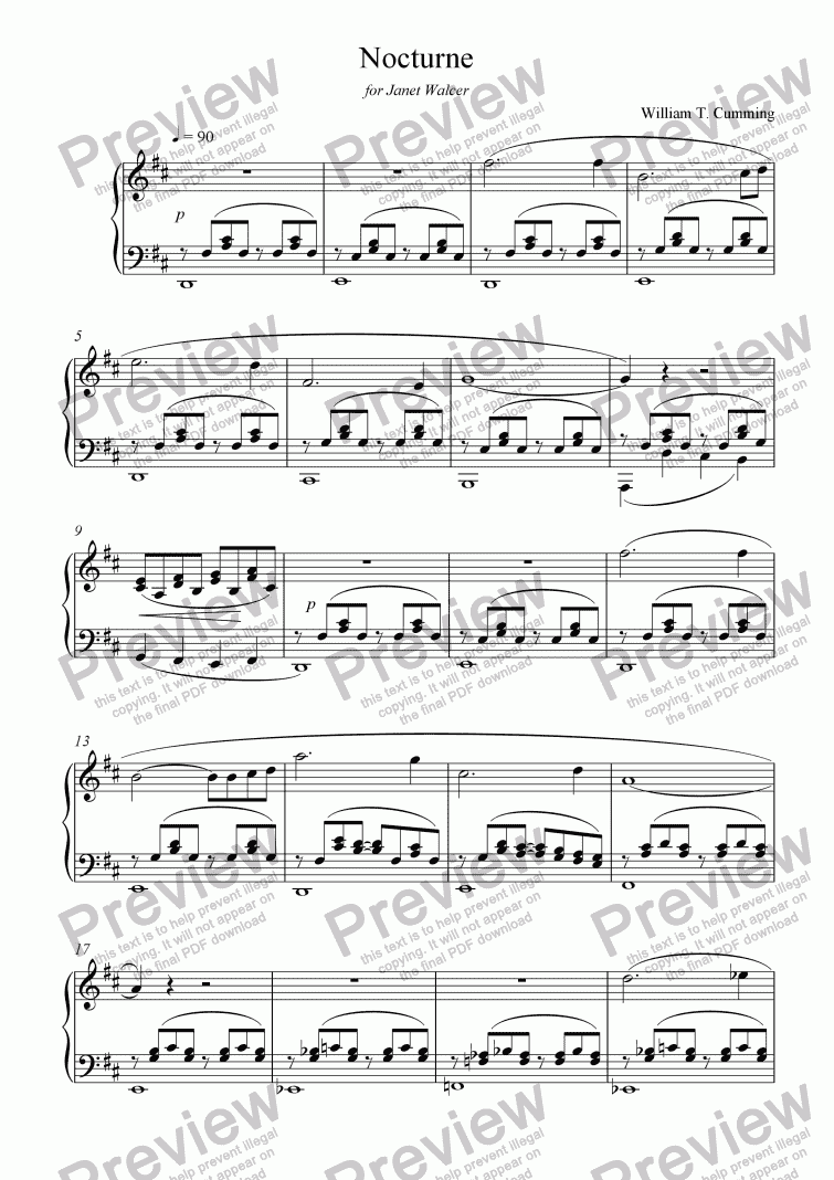 page one of Nocturne for Piano