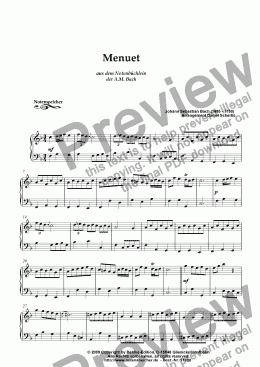 page one of Menuett in F major aus dem Notenbuechlein der AMB (J.S.Bach)