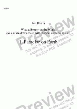 page one of PARADISE ON EARTH (Ráj domova) for children’s choir and piano (English words)
