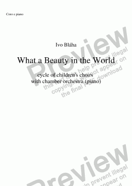 page one of WHAT A BEAUTY IN THE WORLD for children’s choir with piano (English words)