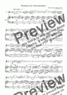 page one of Romance for viola and piano