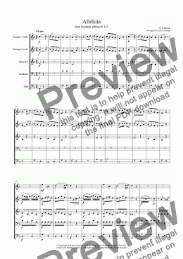 page one of Alleluia - Mozart (brass quintet)