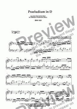 page one of Praeludium in D major, Klavierbuechlein, BWV 925 (J.S.Bach)