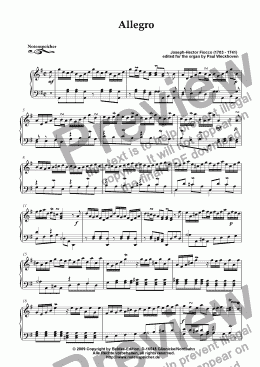 page one of Allegro in G major (J.-H. Fiocco)