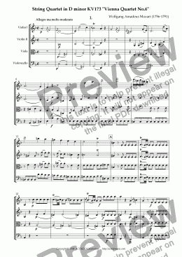page one of String Quartet in D minor KV173 "Vienna Quartet No.6"