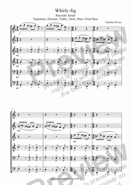 page one of Whirly-Jig for Recorder Sextet
