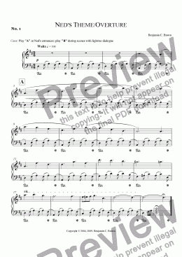 page one of Incidental Music for Deadwood Dick or the Game of Gold: No. 1: Ned's Theme/Overture