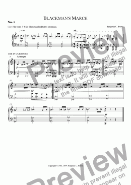 page one of Incidental Music for Deadwood Dick or the Game of Gold: No. 2: Blackman's March