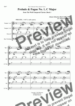 page one of Prelude & Fugue No.1 in C Major - Brass QUARTET