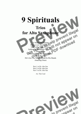 page one of 9 Spirituals. Trios For Saxophone