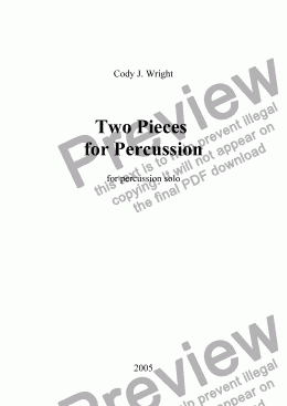 page one of Two Pieces for Percussion (percussion solo)