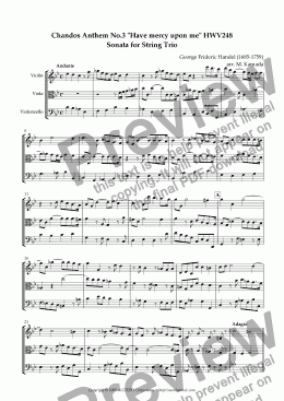 page one of Chandos Anthem No.3 "Have mercy upon me" HWV248 Sonata for String Trio