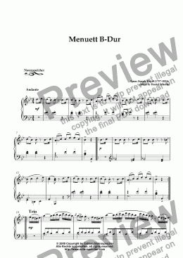 page one of Menuett in B major for piano (I.J.Pleyel)