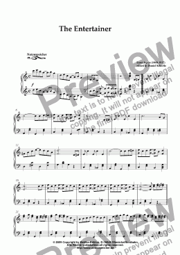 page one of The Entertainer, very easy to play (S. Joplin)