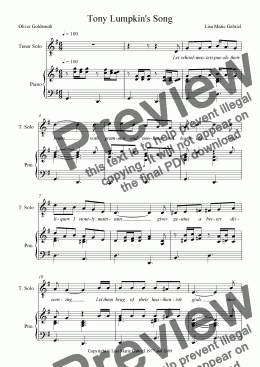 page one of Tony Lumpkin's Song - Light Baritone and Piano