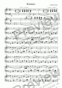 page one of Romance for Piano