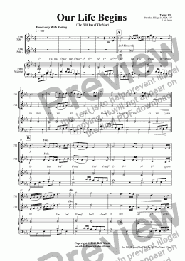 page one of Our Life Began (The Fifth Day of The Year) - Flute Duet with Piano
