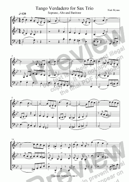 page one of Tango Verdadero for Saxophone Trio