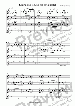 page one of Round and Round for Saxophone Quartet