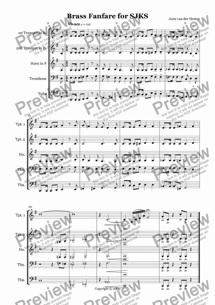 page one of Brass Fanfare (juvenilia, brass quartet)