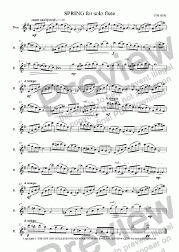 page one of SPRING for solo flute