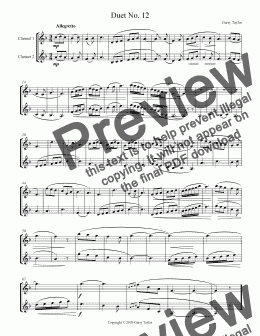 page one of Duet No. 12 for Clarinets