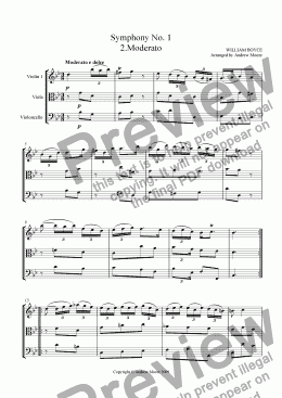page one of ’Moderato’ from ’Symphony No 1’ arr. for String Trio